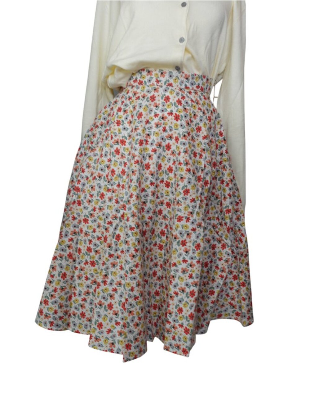 Tulip B retro Floral A-Line Midi Skirt vintage style NEW Size S
